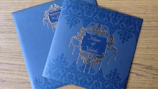 JIM/3140: Multifaith designer wedding card in royal blue colour