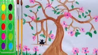 🎨🖌️पेड़ के आसानी से पेंटिंग बनाना सीखें।activity devkipatel.activity in art.🎨🖌️