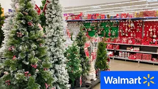 WALMART CHRISTMAS TREES CHRISTMAS DECORATIONS ORNAMENTS SHOP WITH ME SHOPPING STORE WALK THROUGH