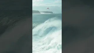 Kitesurfing Jaws on the Eddie swell from a drone #kitesurfing #jaws #bigwave #drone