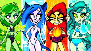 Fire Girl, Water Girl, Air Girl and Earth Girl || Four Elements On A Hike by Teen-Z