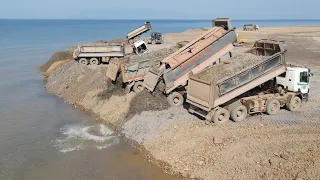 Wonderful Greatest Filling Beach Project! Komatsu Bulldozer Show Skillfully Technique Pushing Soil