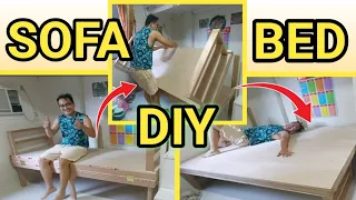 DIY SOFA BED FOR SMALL ROOM / TURN THIS SOFA INTO A BED / SPACE SAVER IDEA