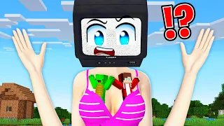 JJ and Mikey HIDE in UNDERWEAR of TV WOMAN in Minecraft - Maizen