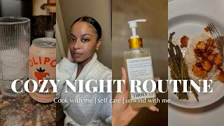 COZY & RELAXING NIGHT ROUTINE: cooking, self care night, unwind with me **very realistic***