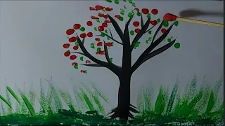 how to draw easy beautiful tree painting