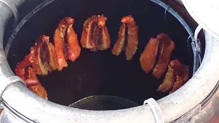 Street Food Thailand Amazing Baked Clay Pot Pork Tail so crispy and yummy.