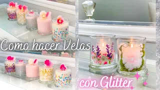 Como hacer Velas de soya con Glitter o Brillantina / Glitter Candles DIY / Manualidades