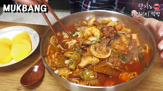 Real Mukbang:) JJAMBBONG (noodles with vegetables and seafood) ★ Wintery & Hearty JJAMBBONG