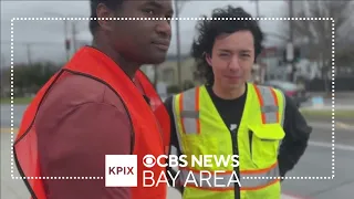 Transit activists placing benches at bus stops to give people a place to sit