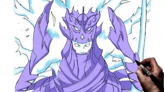 How To Draw Sasuke's Lightning Susanoo | Step By Step | Naruto