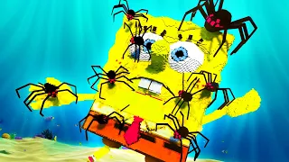 I Help SPONGEBOB Defeat the ARMY of SPIDERS! - Teardown Mods Gameplay