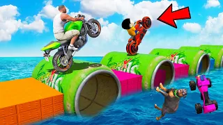 SHINCHAN AND FRANKLIN TRIED JUMPING ACROSS THE CANS PARKOUR CHALLENGE IN GTA 5