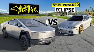 2024 Cybertruck vs AWD Mitsubishi Eclipse "GSX" drag race // THIS vs THAT