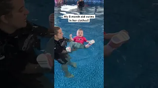 My 8 month old swims in her clothes!! My baby learns to swim!