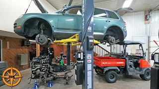 Finally! Engine Drop in the V10 TDI Touareg - High Mileage Engine Removal