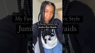 Jumbo Box Braids For Me 💯🫶🏾 What’s your favorite EASY protective style? #boxbraids #naturalhair