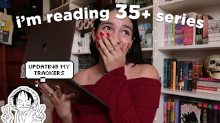 all the book series i'm currently reading + updating my reading trackers 📚💻