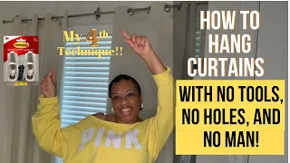 How to Hang Curtains with COMMAND HOOKS | No Hammer, No drill, Nails, Holes or a Man needed!!