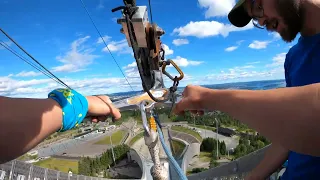 Holmenkollen Zipline Ride 2022 4K Oslo Norway Norge 🇳🇴 Kollensvevet Ski Jump ⛷