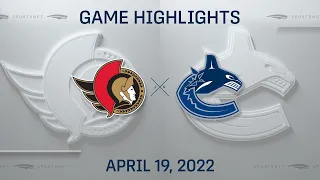 NHL Highlights | Senators vs. Canucks - Apr 19, 2022