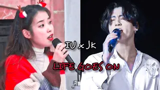 Jk and IU singing "Life goes on " 💜 #iu #jungkook #kooku #iukooku #lifegoesoncover #bts