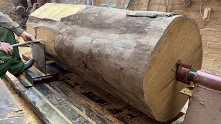 Amazing Woodturning Crazy - Skills To Work With Giant Wood Giant Artwork On Homemade Lathe