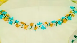 হাতের কাজ করা কুর্তি ডিসাইন | Hand Eembroidery For Neck | Ring Knot Flower  - Tumpa's Recipes