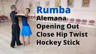 Rumba Basic Lesson | Alemana, Opening Out, Hip Twist, Hockey Stick