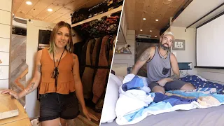 BEAUTIFUL CAMPERVAN w/ the BEST MURPHY BED set-up | Why they chose VAN CONVERSION over TINY HOUSE