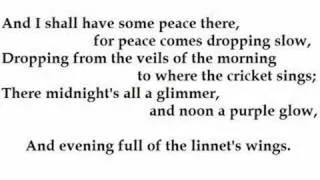 "The Lake Isle of Innisfree " by W.B. Yeats (read by Tom O'Bedlam)