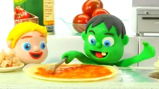 SUPERHERO BABIES EAT PIZZA ❤ Superhero Babies Play Doh Cartoons For Kids