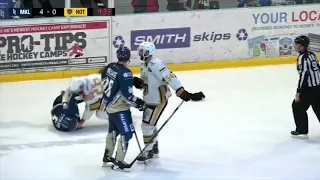 Clay Anderson vs Guillaume Lepine EIHL fight 7-10-18