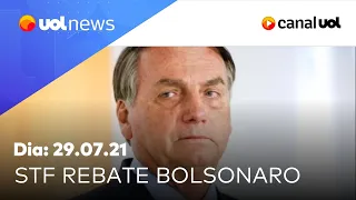 STF rebate Bolsonaro sobre pandemia e cita "mentira" | UOL News Manhã (29/07/2021)