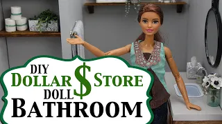 DIY- How to make: Dollar Store Doll Bathroom - Barbie bathroom