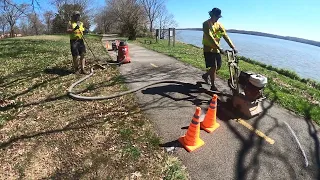 Destroying trail bumps by the Potomac River