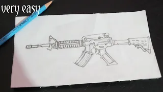 How to draw M4A1 carbine || Step By Step || Very Easy||