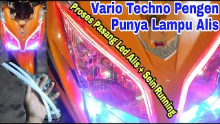 Proses Pasang Lampu Led Alis + Sein Running Di Motor Vario Techno 125