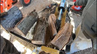 oddly satisfying sounds of a wood splitter. (Wood splitting ASMR)