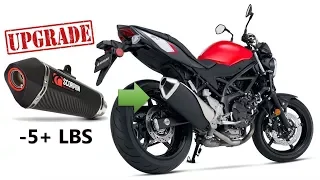 Suzuki SV650 Scorpion Exhaust Upgrade with Weight and Sound Comparison