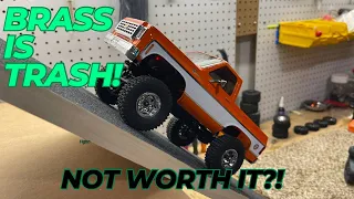 FCX24 K5 & Traxxas TRX4M Brass Wheel weight Testing.  Do they want you to see this?