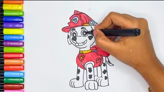 Paw Patrol Marshall Drawing and Coloring Tutorial | Step-by-Step Guide | Creative Kinder Crafts