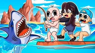 UN TIBURON SE QUIERE COMER A BEBE NOOB 😱🦈 ¿NOS COMERA? en ROBLOX