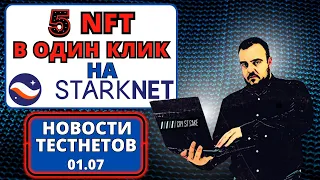 Тестнет новости 1 июля. 5 NFT в один клик на StarkNet. #тестнет #starknet