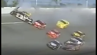 Dale Earnhardt Fatal Crash w/ Dale Jr MRN Interview - Full Speed Replays (Better Audio)