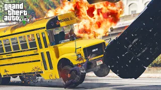 GTA 5 BRUTAL SCHOOL BUS CRASHES POLICE CHASE - IMPACT COMPILATION - DESTRUCTION