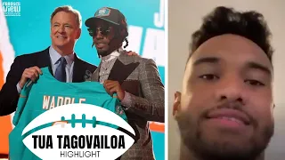 Tua Tagovailoa Reacts to Miami Dolphins Selecting Jaylen Waddle in 2021 NFL Draft