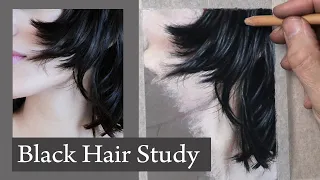 Pastel Portrait Tips ~ How to Draw / Paint Realistic Black Hair... the Easy Way. ~ Pastel Pencils