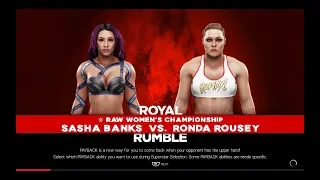 WWE 2K19 ROYAL RUMBLE 2019 SASHA BANKS VS RONDA ROUSEY RAW WOMEN'S CHAMPIONSHIP MATCH