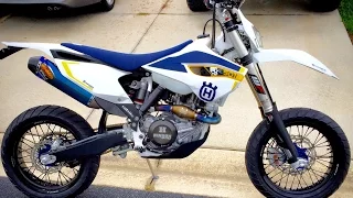 Husqvarna FE501 Supermoto & KTM 500 ride - Warp9, FMF exhaust, GoPro